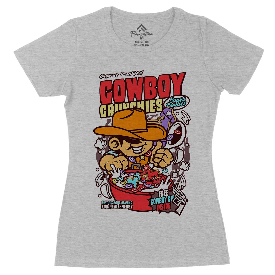 Cowboy Crunchies Womens Organic Crew Neck T-Shirt Food C529