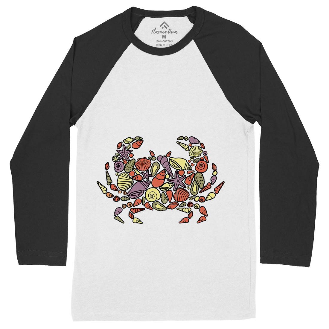 Crab Mens Long Sleeve Baseball T-Shirt Animals C530