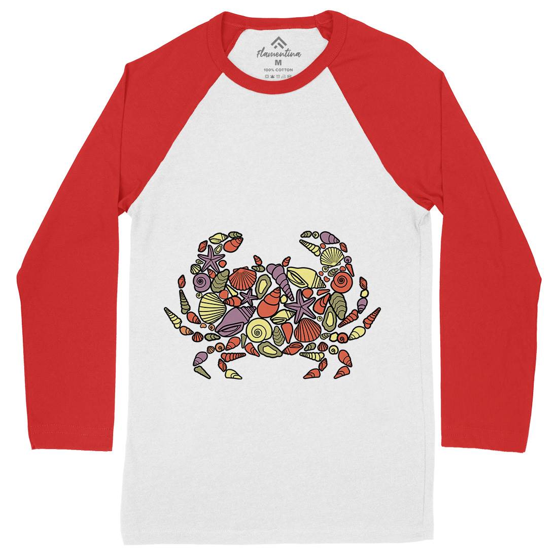 Crab Mens Long Sleeve Baseball T-Shirt Animals C530