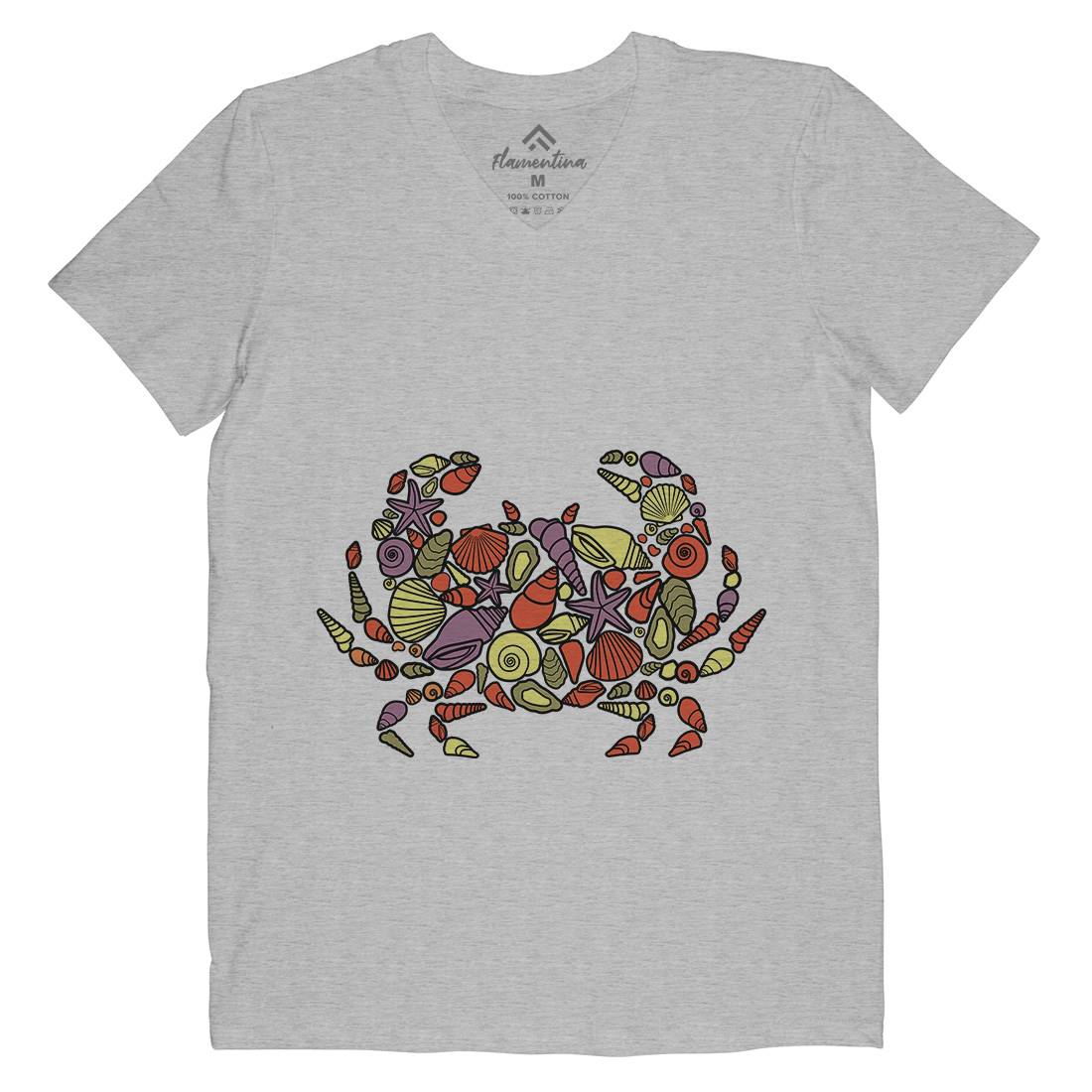 Crab Mens Organic V-Neck T-Shirt Animals C530