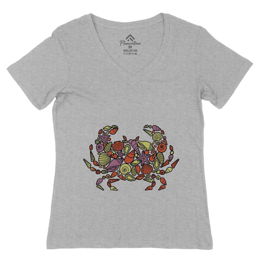Crab Womens Organic V-Neck T-Shirt Animals C530