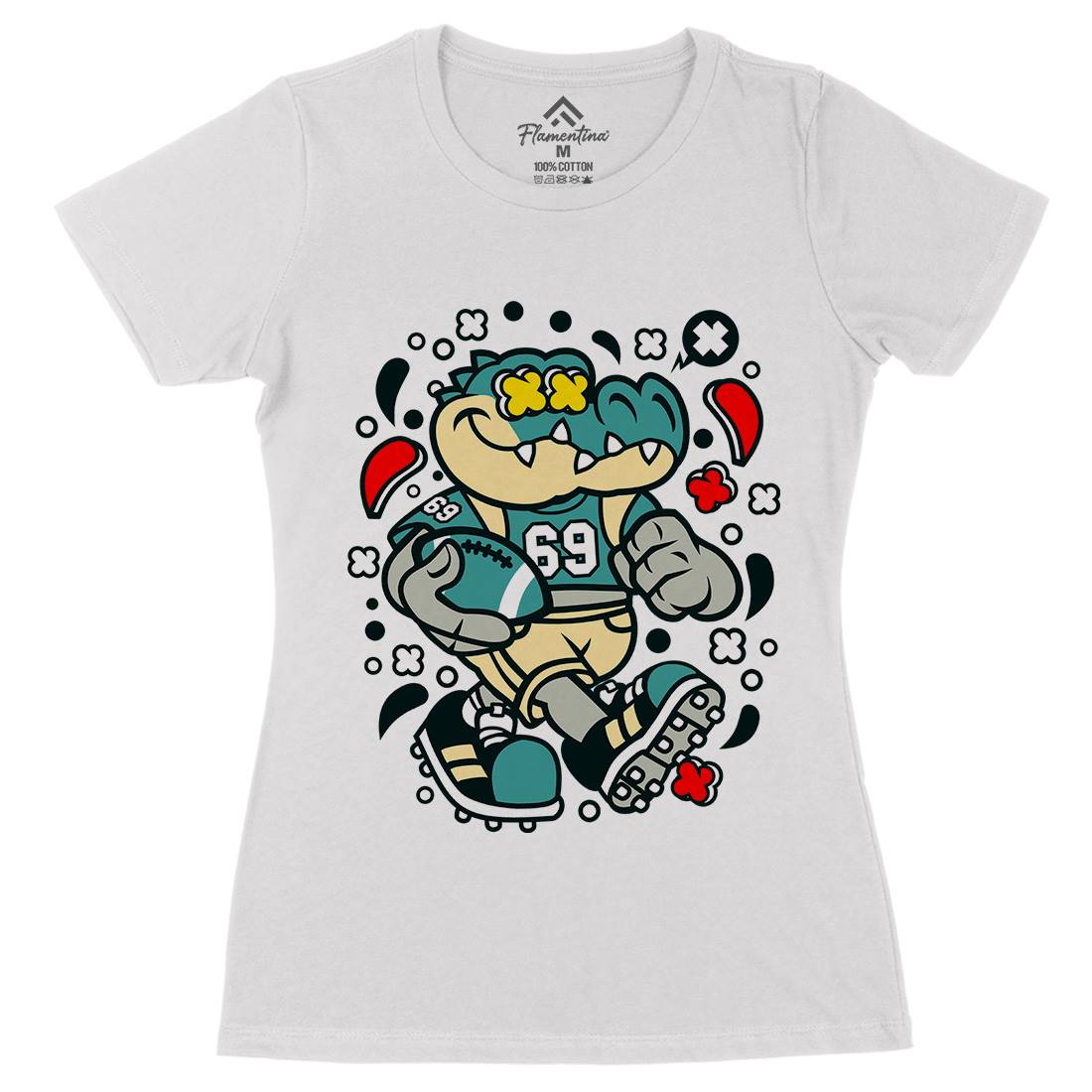 Crocodile Football Womens Organic Crew Neck T-Shirt Sport C531