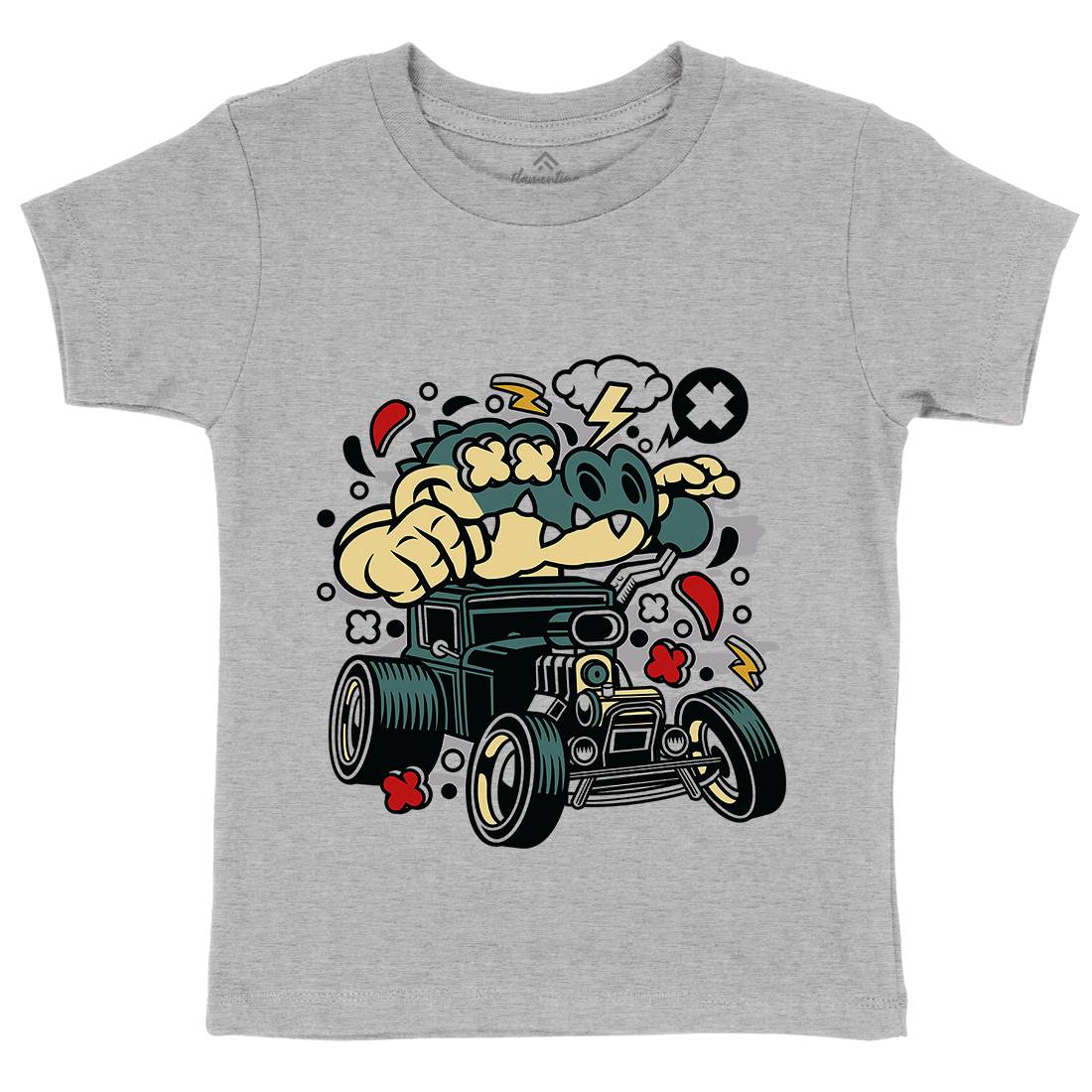 Crocodile Hotrod Kids Organic Crew Neck T-Shirt Cars C532