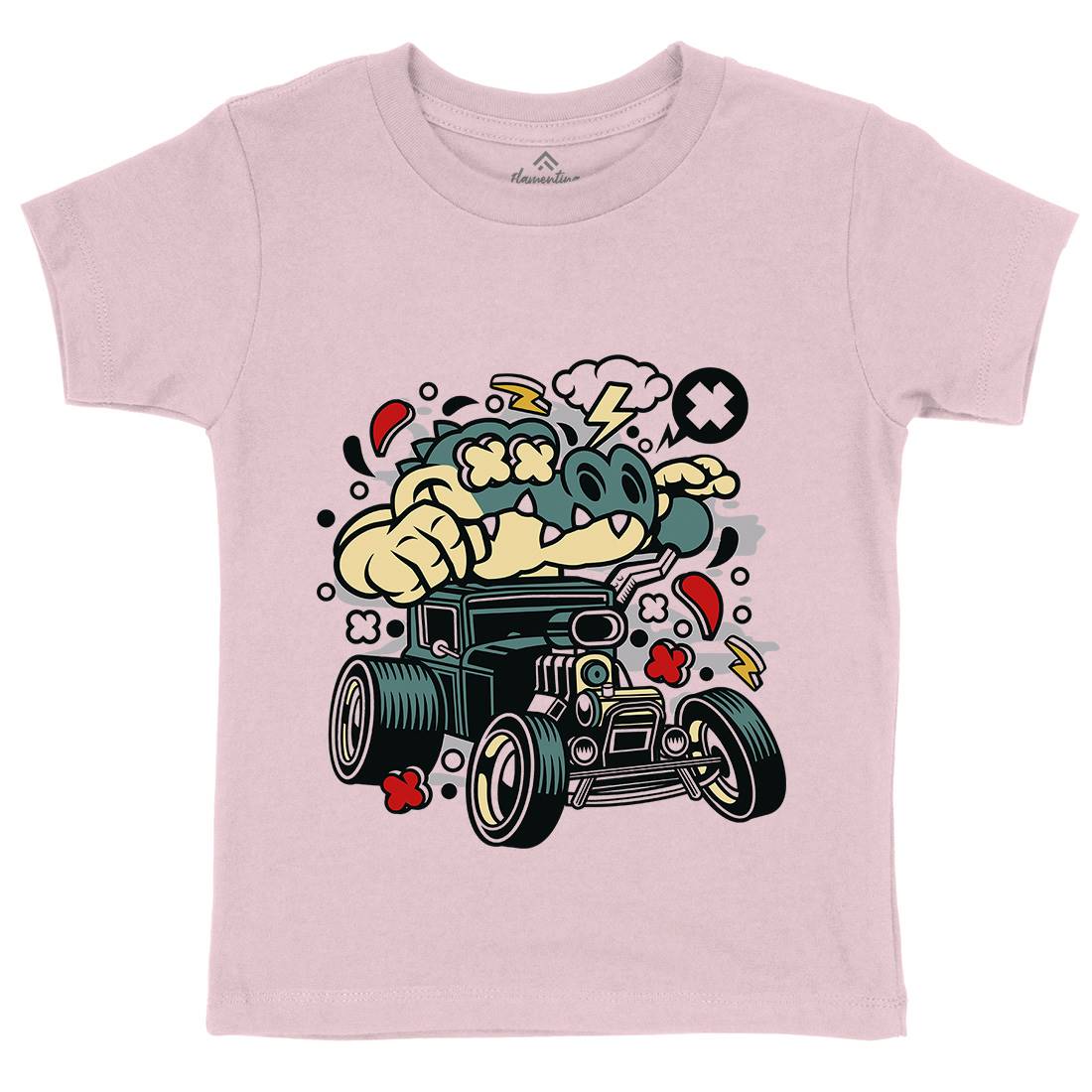 Crocodile Hotrod Kids Organic Crew Neck T-Shirt Cars C532