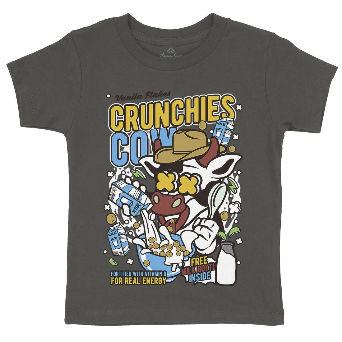 Crunchies Cow Kids Crew Neck T-Shirt Food C533