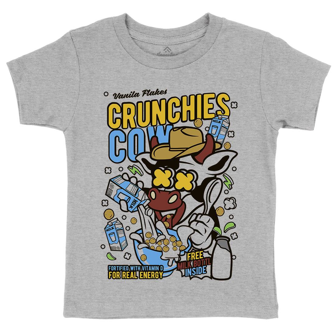 Crunchies Cow Kids Organic Crew Neck T-Shirt Food C533