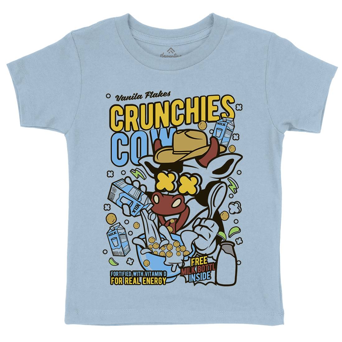 Crunchies Cow Kids Crew Neck T-Shirt Food C533