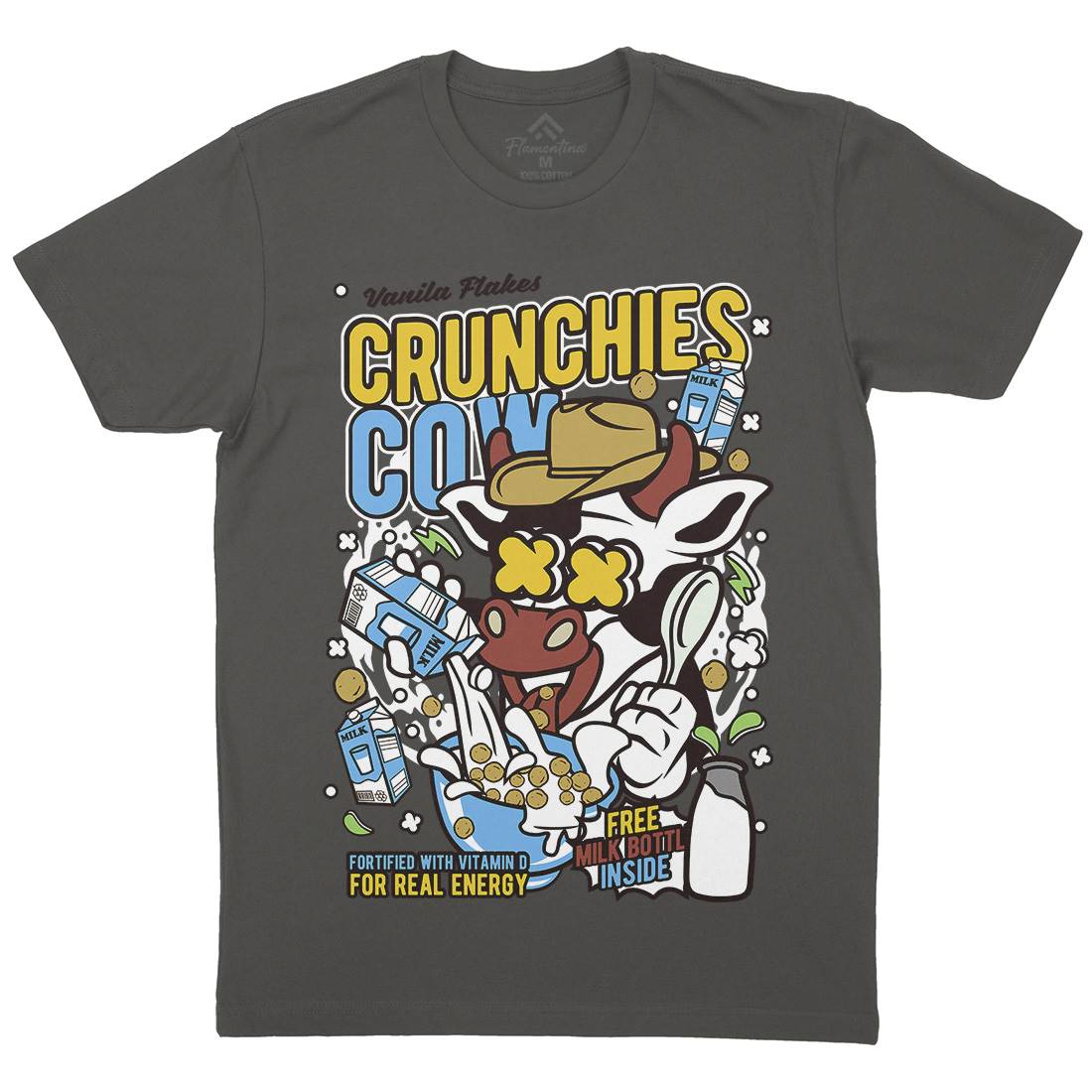 Crunchies Cow Mens Crew Neck T-Shirt Food C533