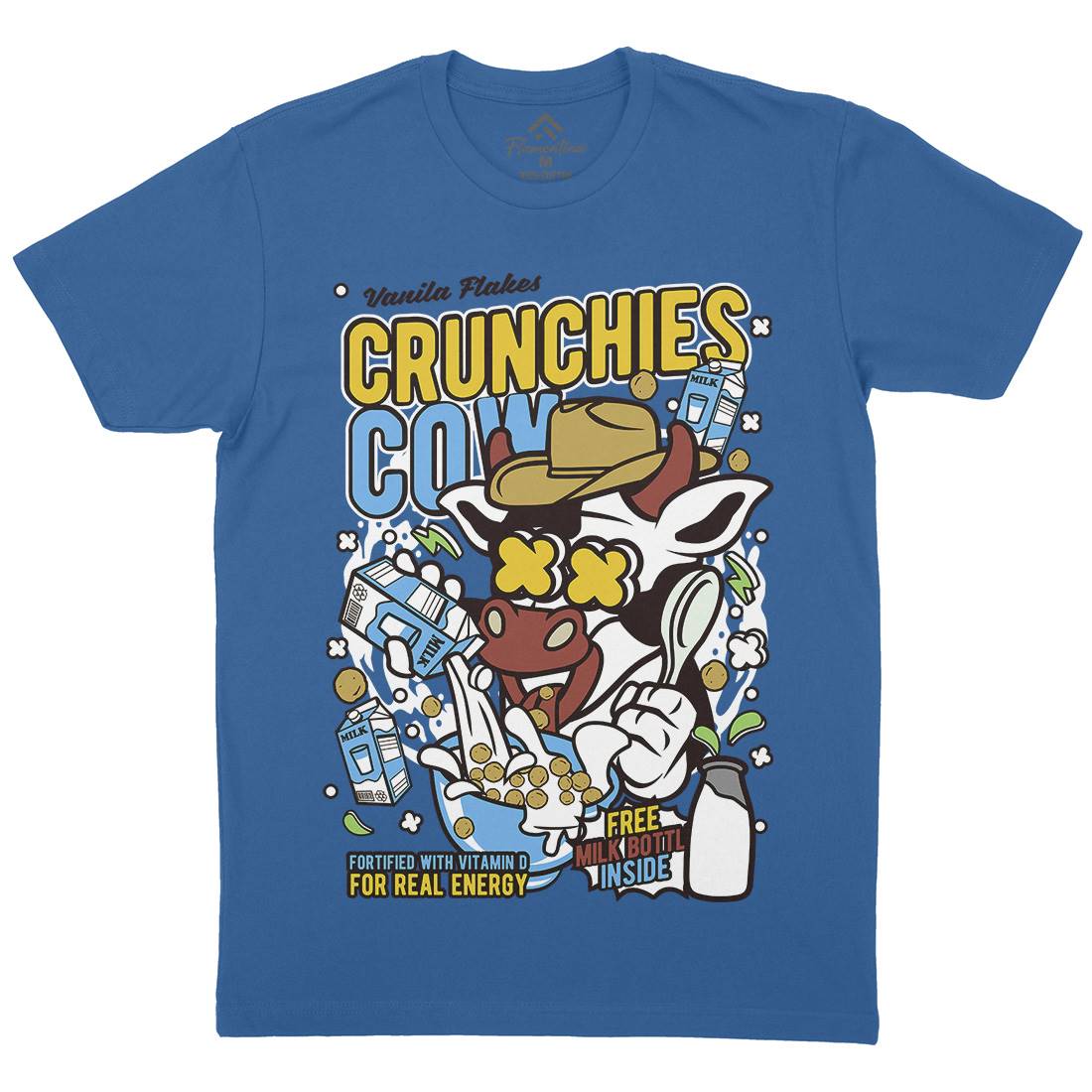 Crunchies Cow Mens Organic Crew Neck T-Shirt Food C533