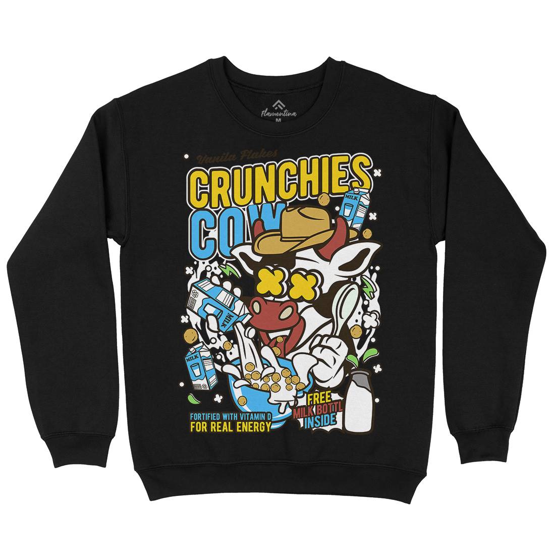 Crunchies Cow Mens Crew Neck Sweatshirt Food C533