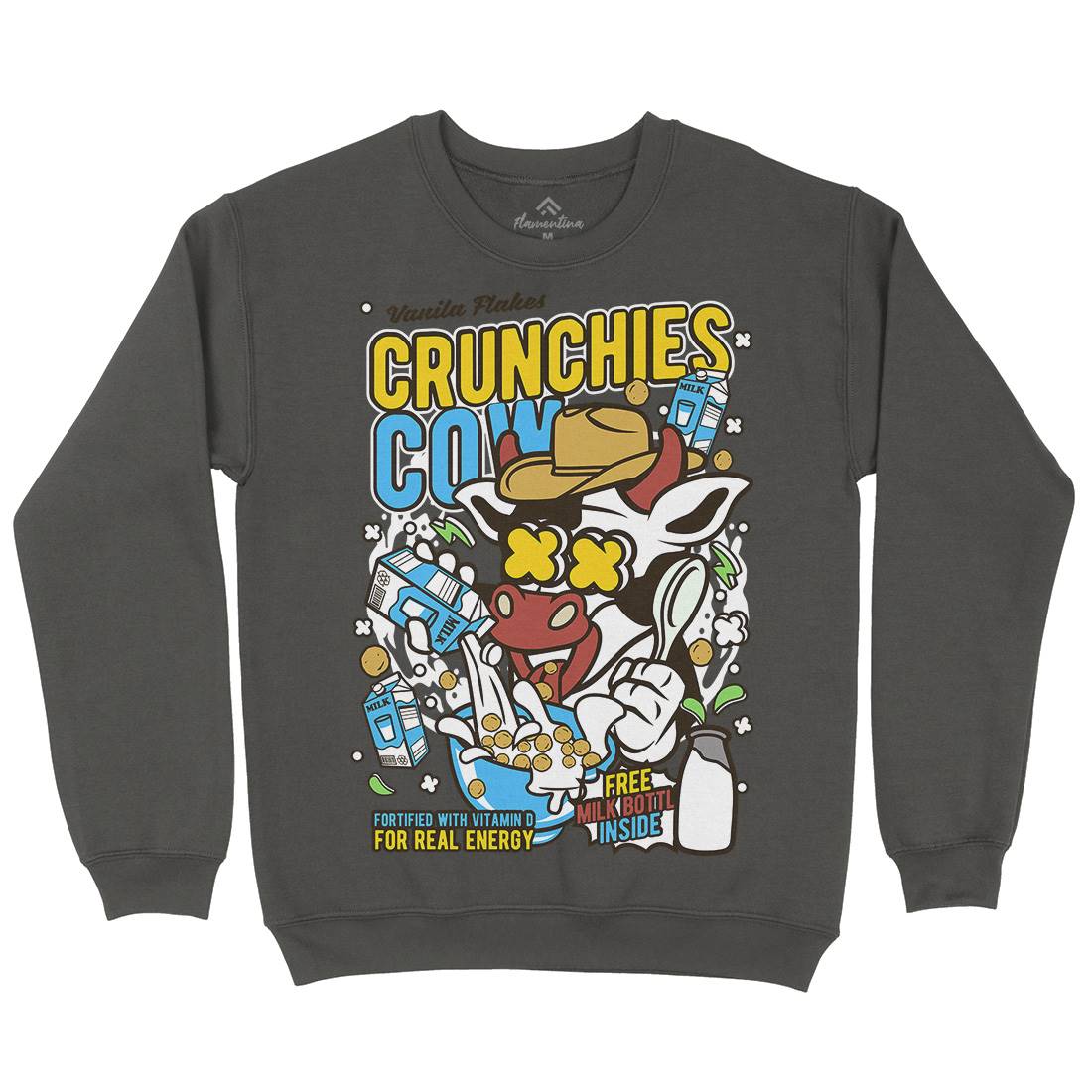 Crunchies Cow Kids Crew Neck Sweatshirt Food C533