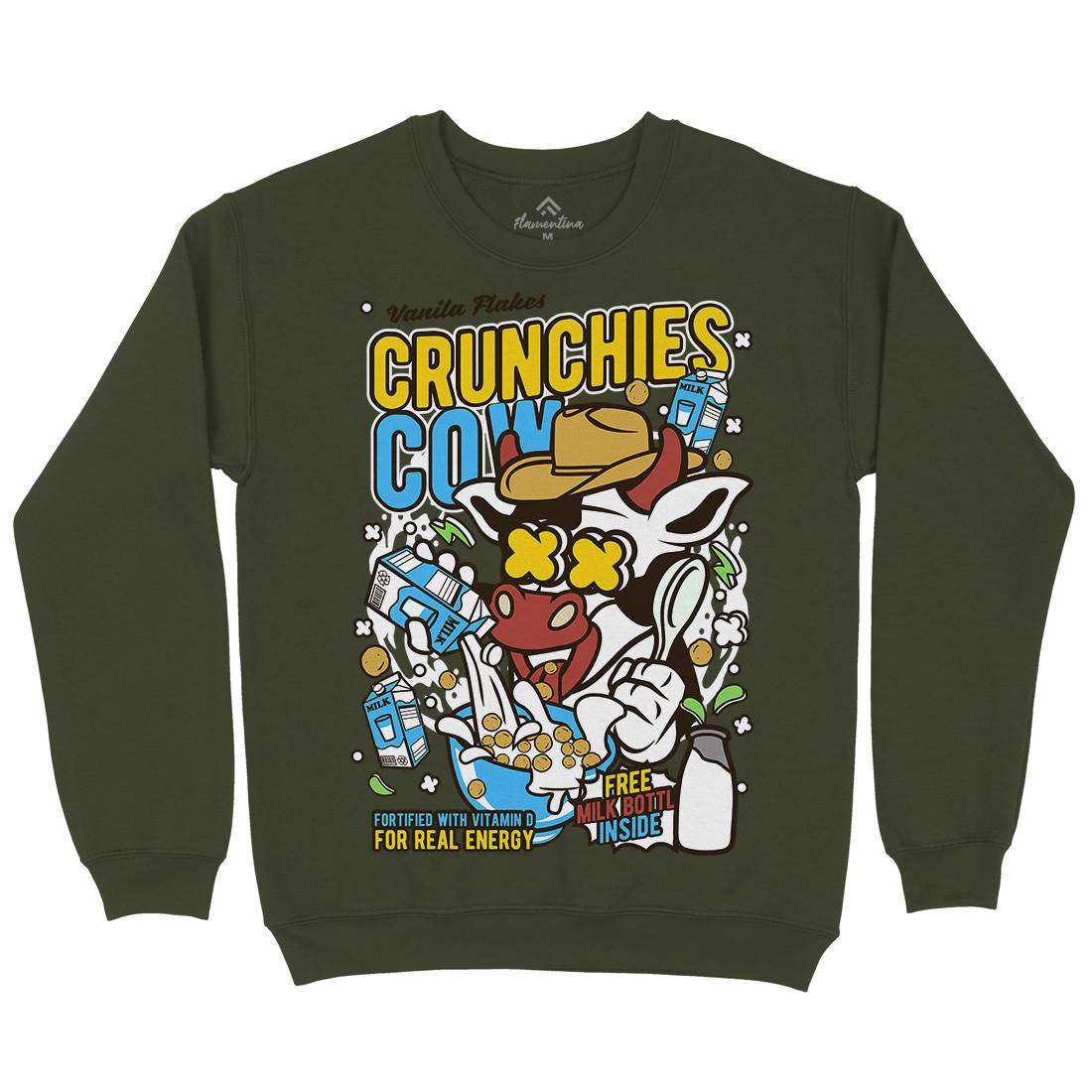 Crunchies Cow Mens Crew Neck Sweatshirt Food C533