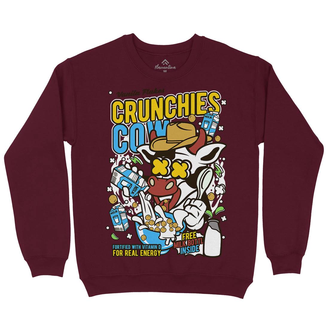 Crunchies Cow Kids Crew Neck Sweatshirt Food C533
