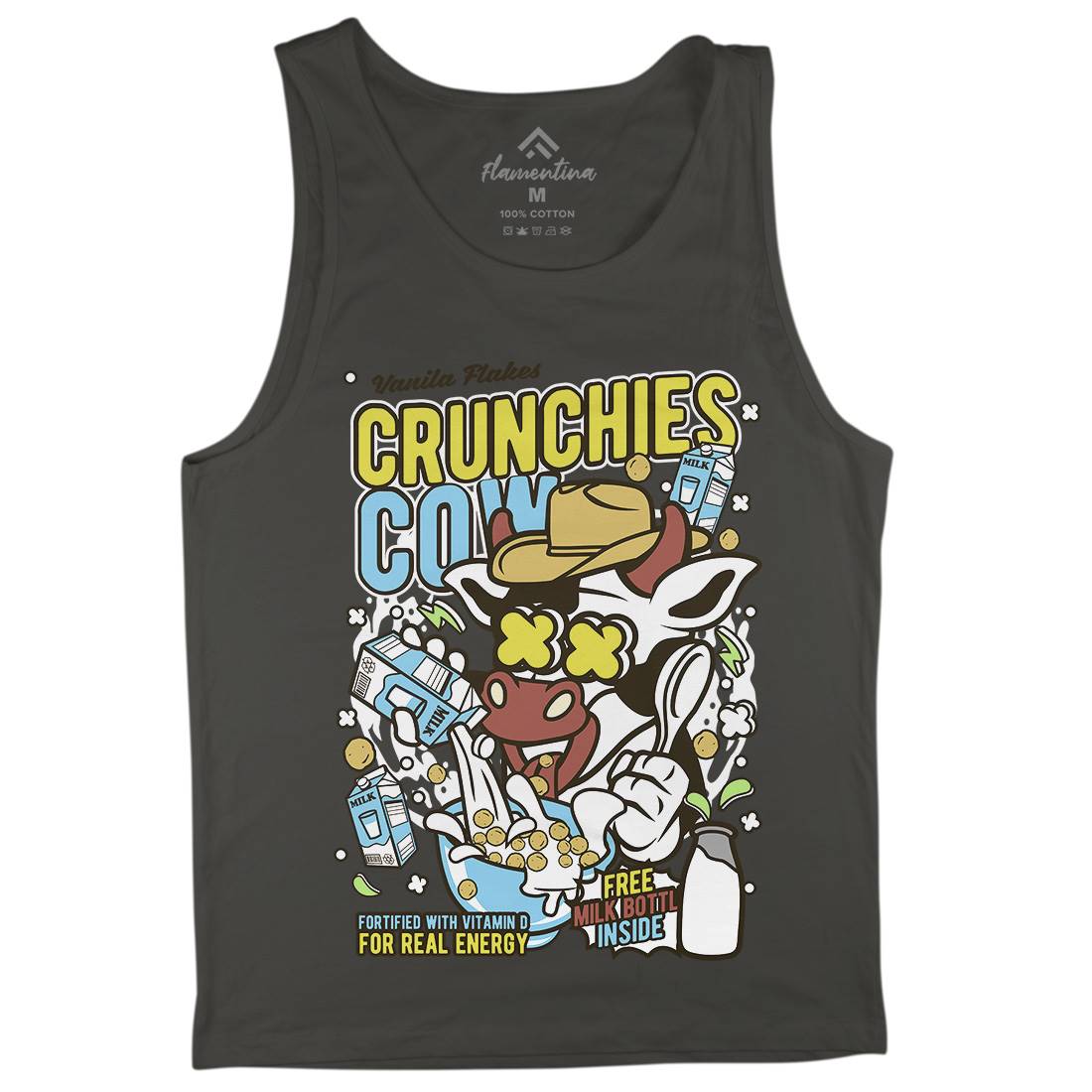 Crunchies Cow Mens Tank Top Vest Food C533
