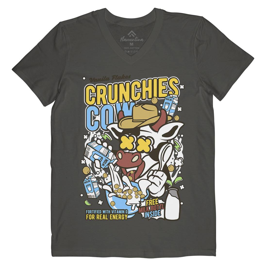 Crunchies Cow Mens V-Neck T-Shirt Food C533