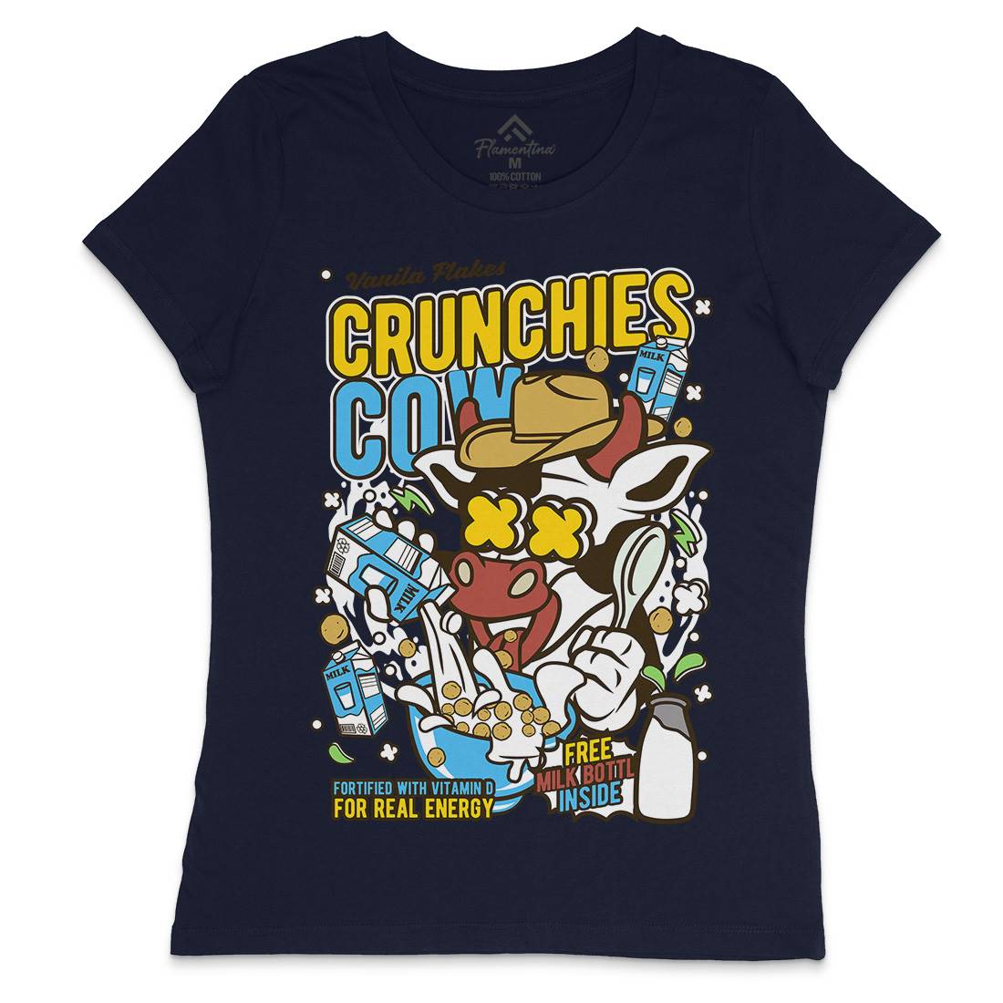 Crunchies Cow Womens Crew Neck T-Shirt Food C533