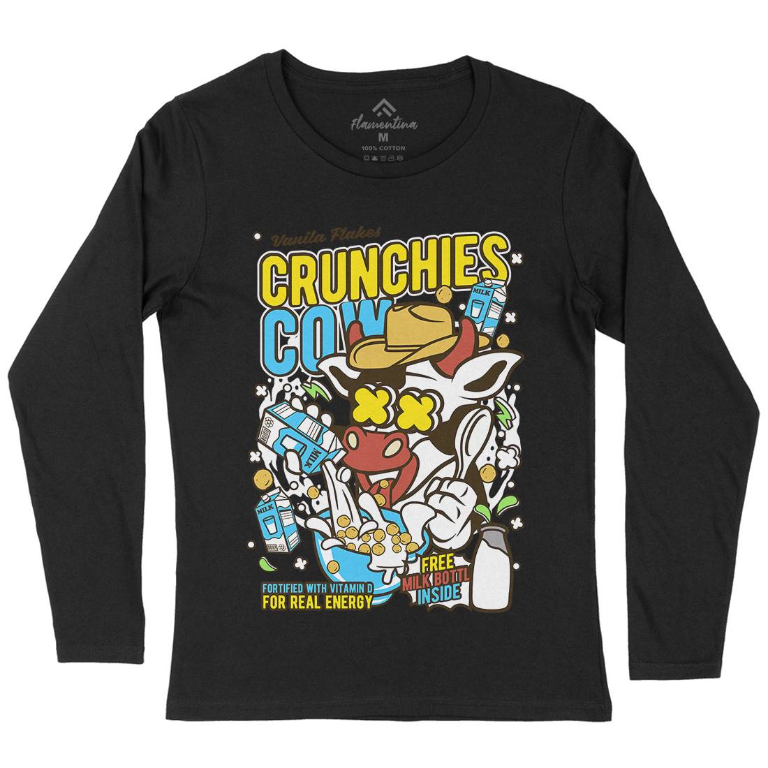 Crunchies Cow Womens Long Sleeve T-Shirt Food C533