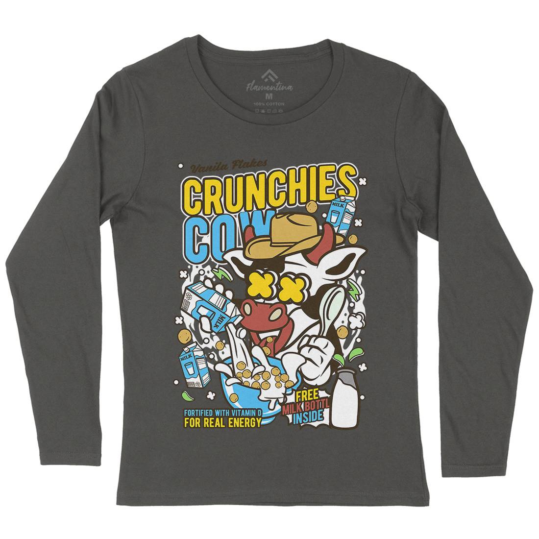 Crunchies Cow Womens Long Sleeve T-Shirt Food C533