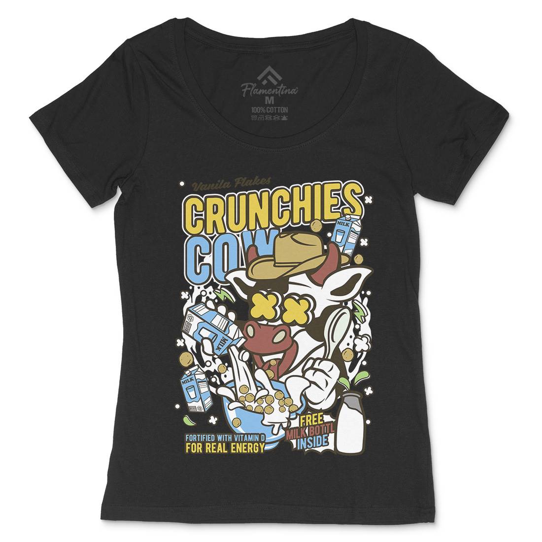 Crunchies Cow Womens Scoop Neck T-Shirt Food C533