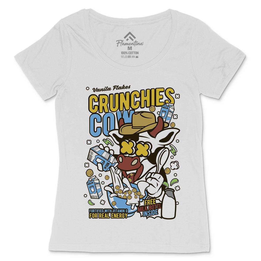 Crunchies Cow Womens Scoop Neck T-Shirt Food C533