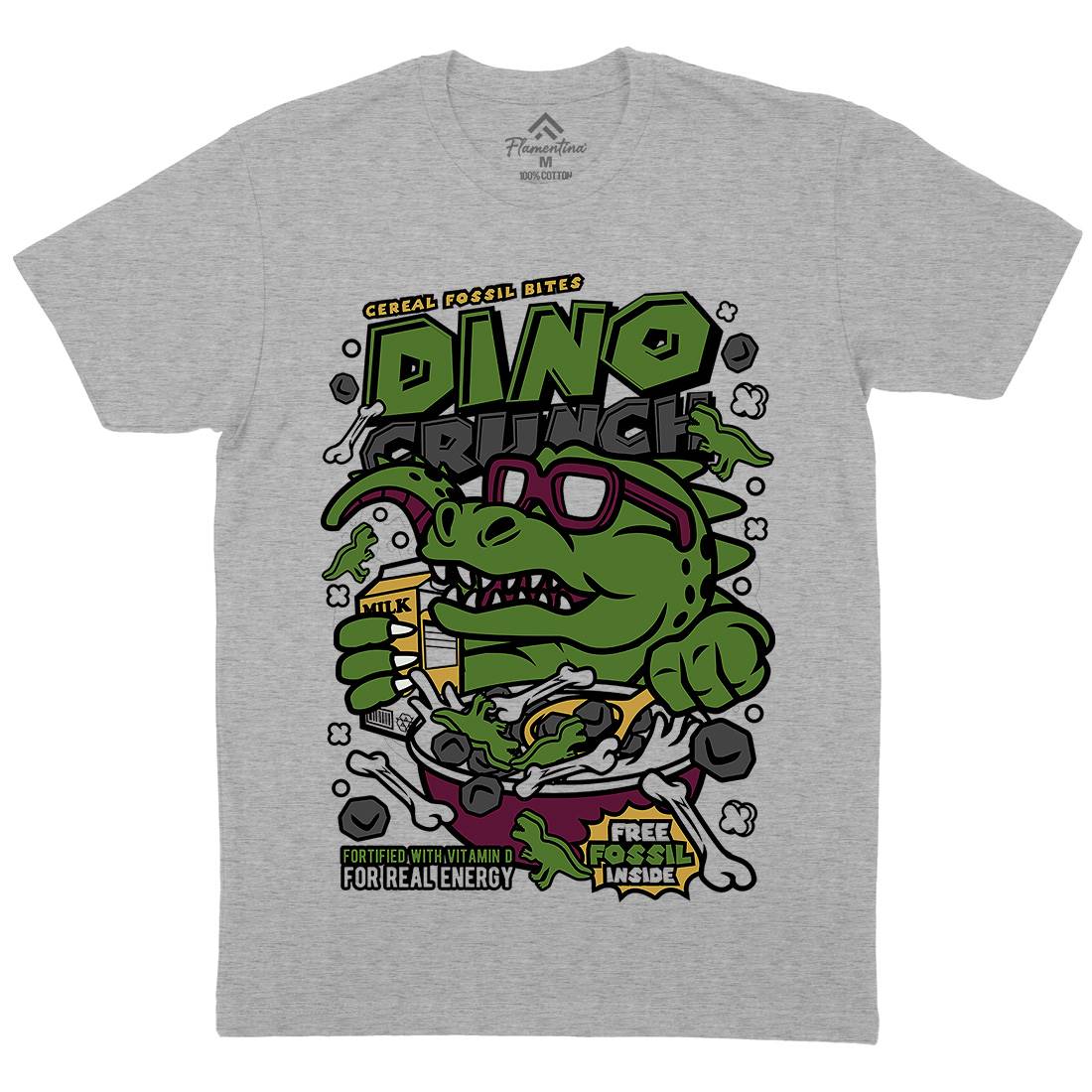 Dino Crunch Mens Organic Crew Neck T-Shirt Food C534