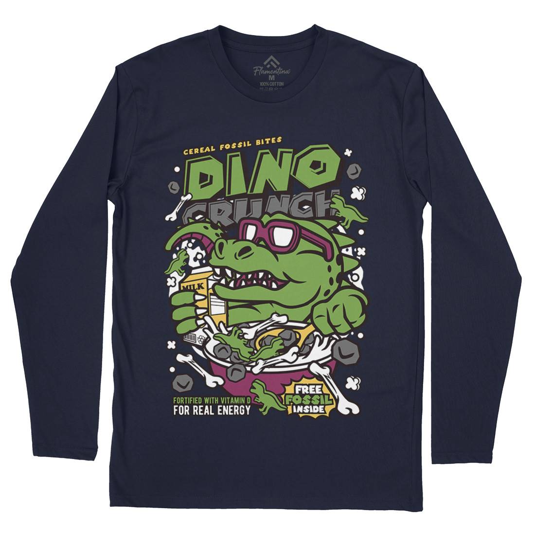 Dino Crunch Mens Long Sleeve T-Shirt Food C534