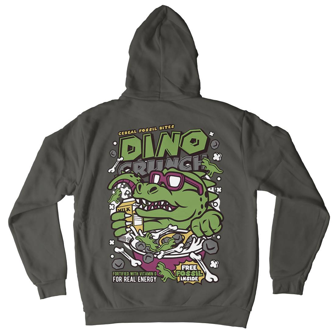 Dino Crunch Mens Hoodie With Pocket Food C534