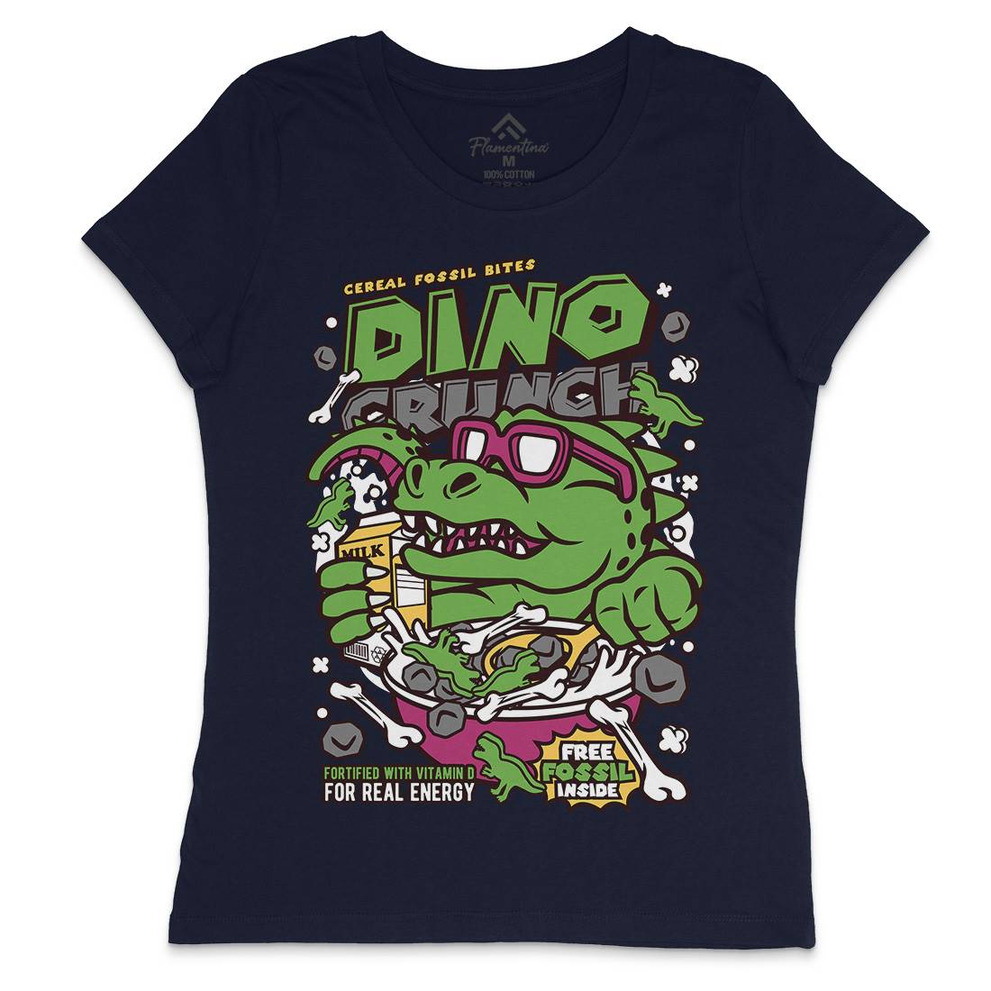 Dino Crunch Womens Crew Neck T-Shirt Food C534