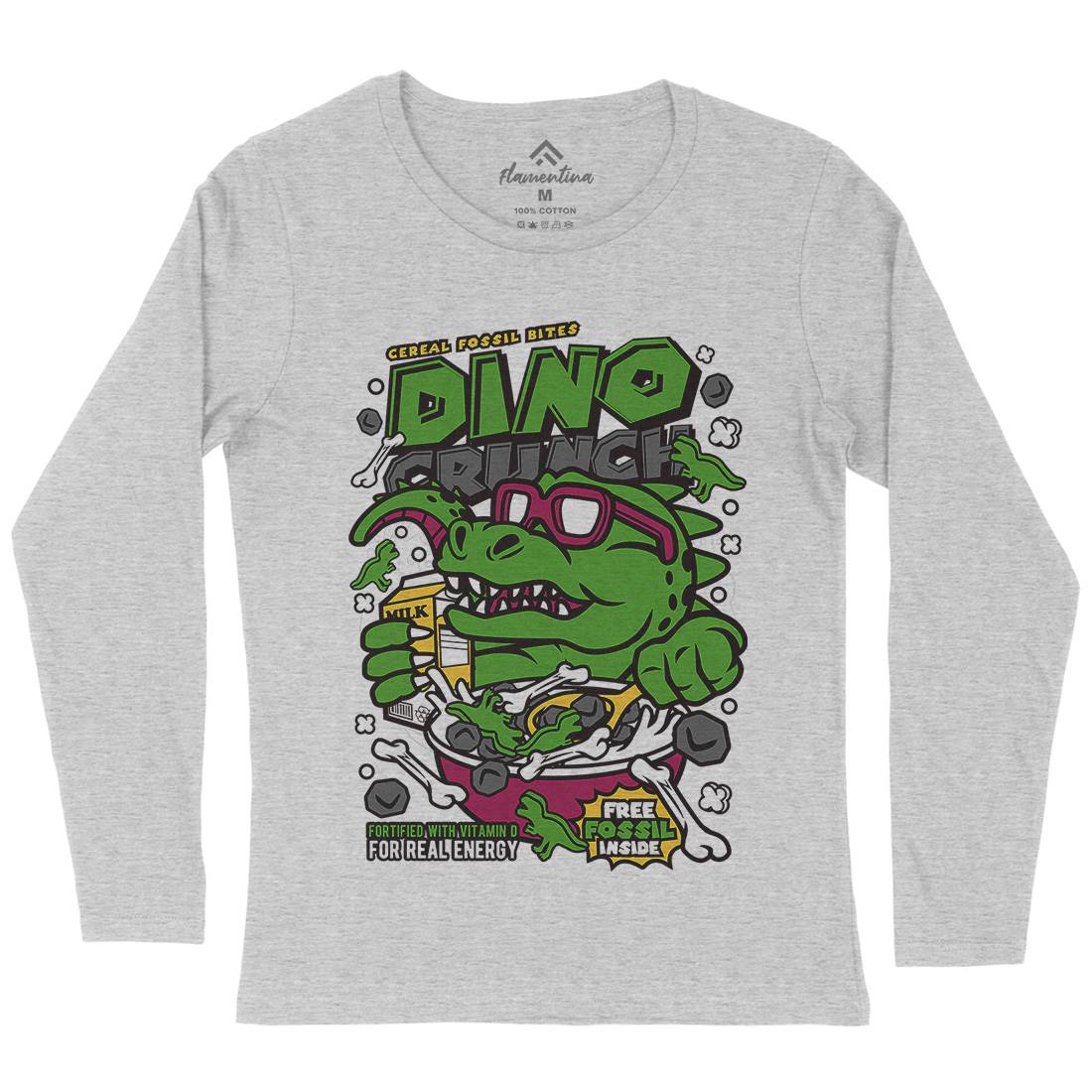 Dino Crunch Womens Long Sleeve T-Shirt Food C534