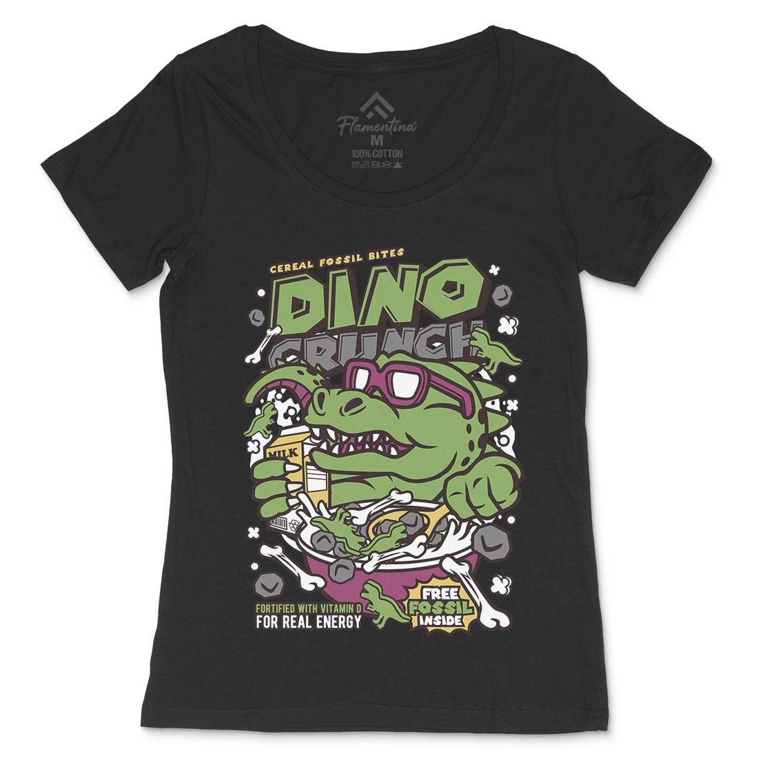Dino Crunch Womens Scoop Neck T-Shirt Food C534