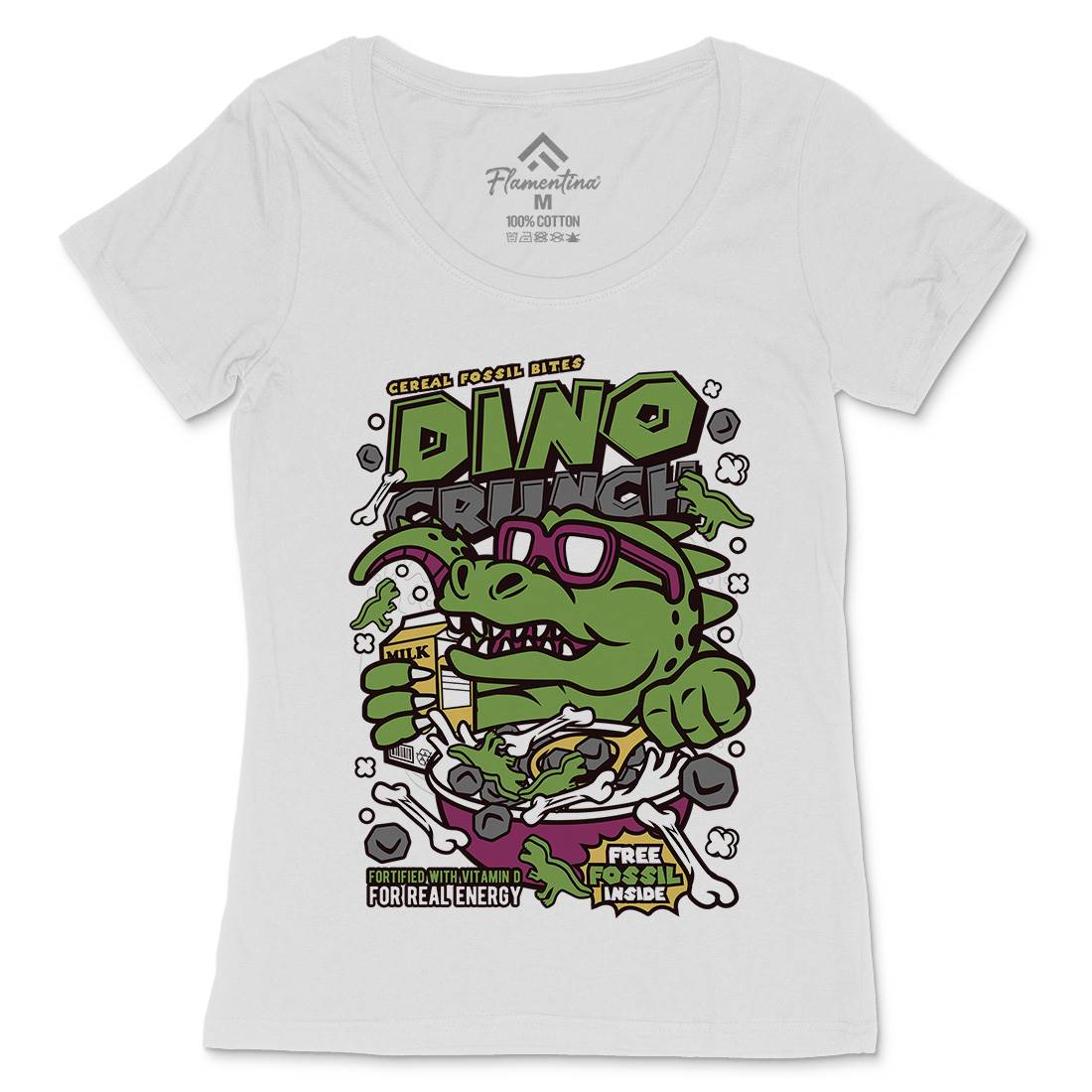 Dino Crunch Womens Scoop Neck T-Shirt Food C534