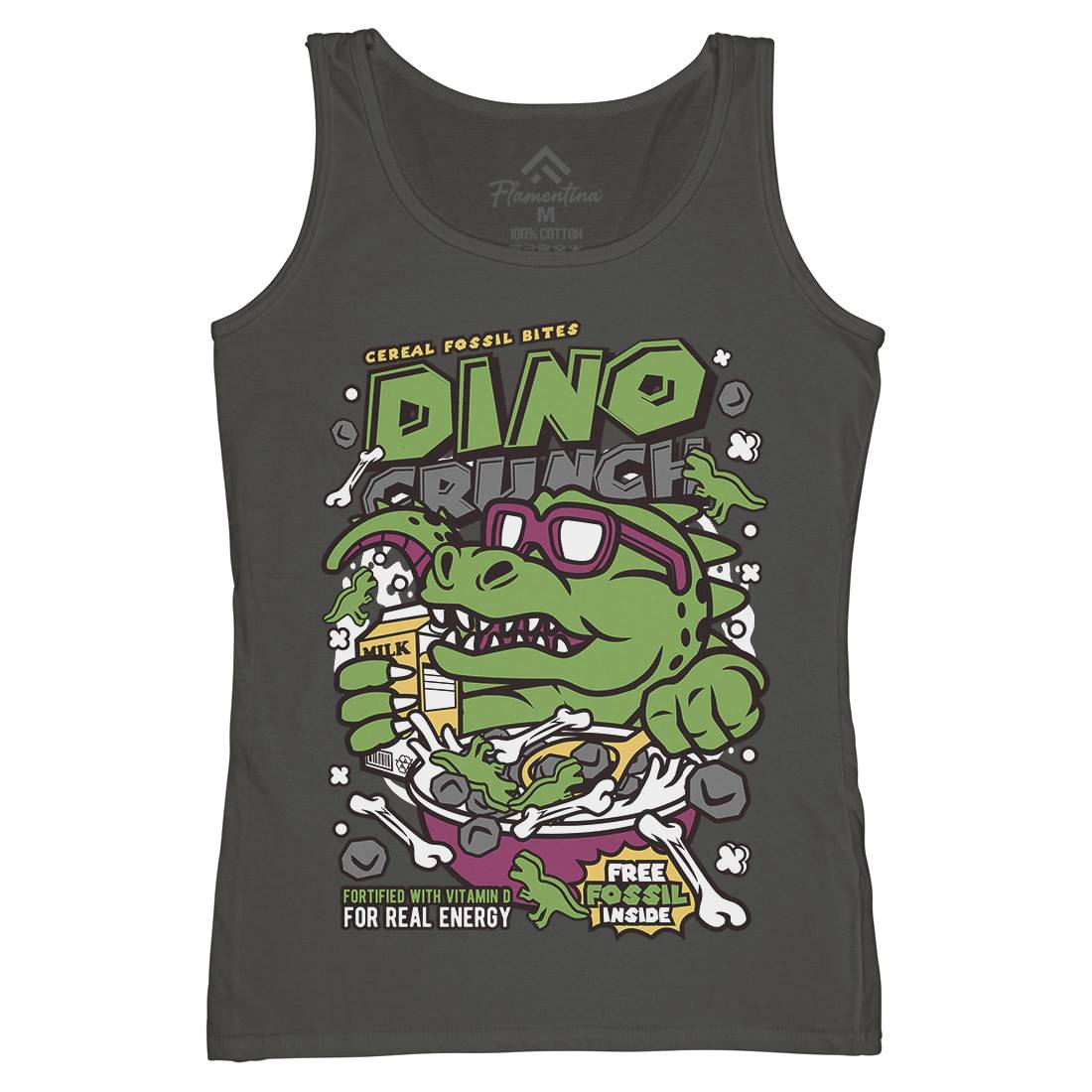 Dino Crunch Womens Organic Tank Top Vest Food C534