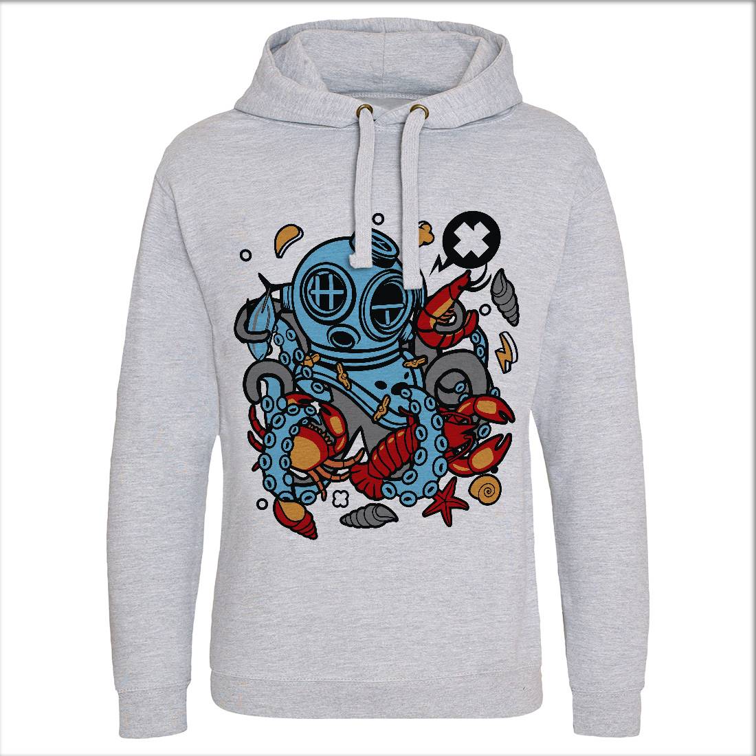 Diver Octopus Mens Hoodie Without Pocket Navy C535