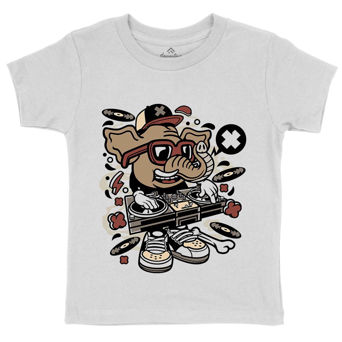 Dj Elephant Kids Organic Crew Neck T-Shirt Music C536