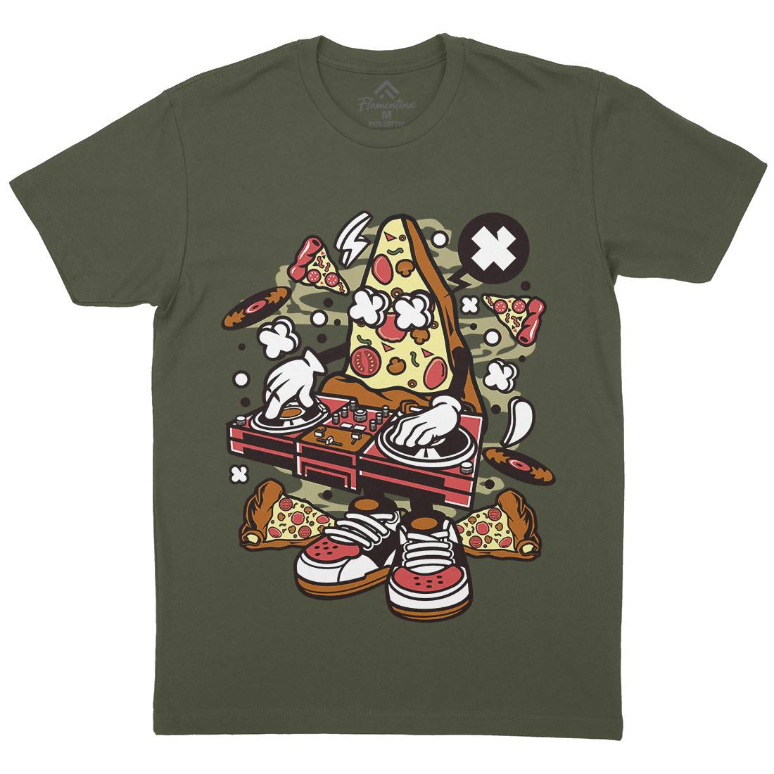 Dj Pizza Mens Organic Crew Neck T-Shirt Music C538
