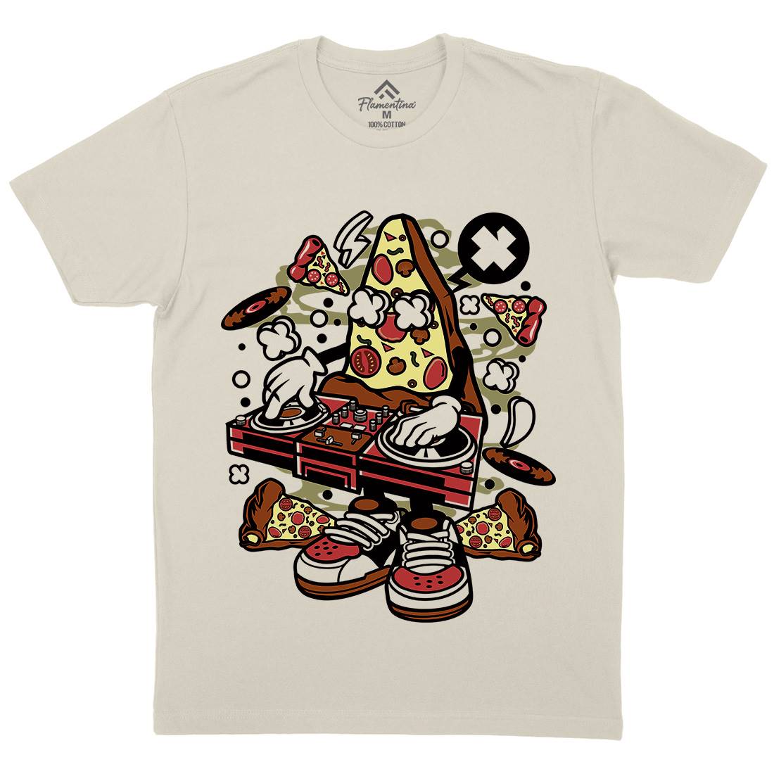 Dj Pizza Mens Organic Crew Neck T-Shirt Music C538