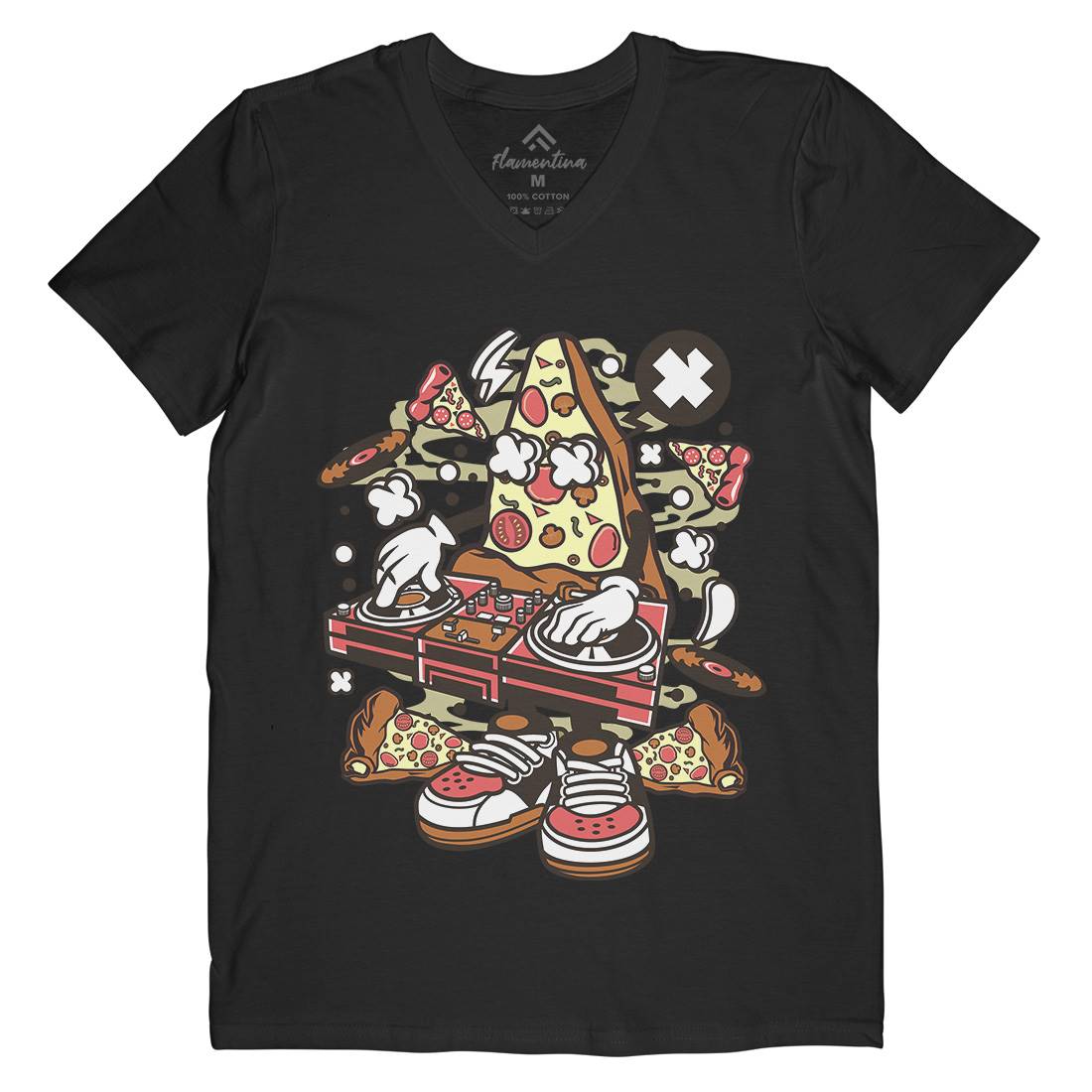 Dj Pizza Mens V-Neck T-Shirt Music C538