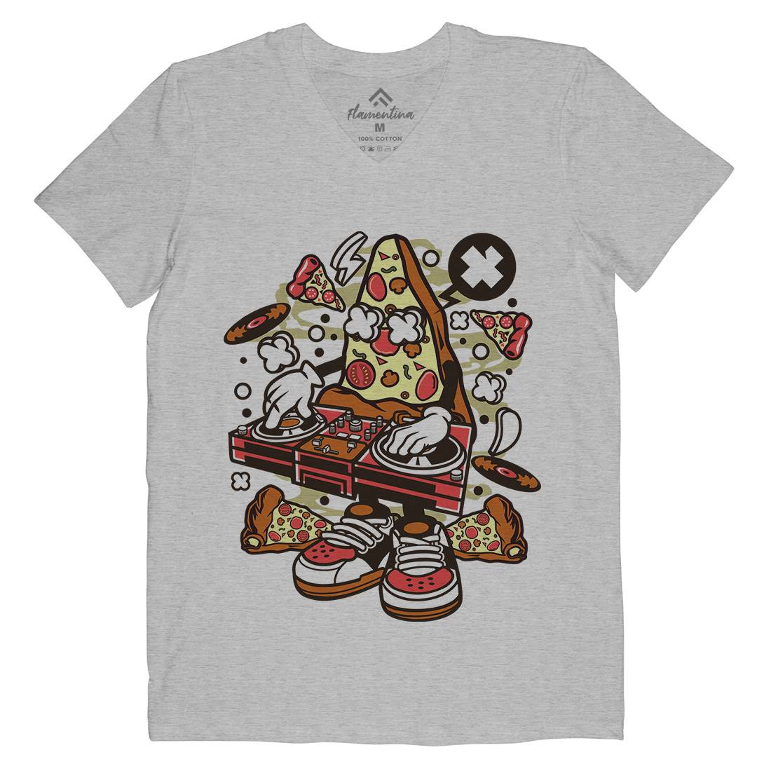 Dj Pizza Mens V-Neck T-Shirt Music C538