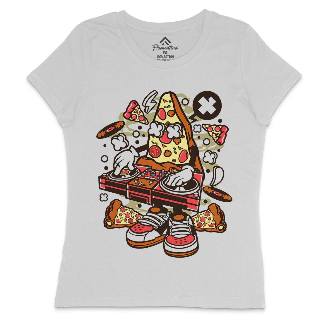 Dj Pizza Womens Crew Neck T-Shirt Music C538