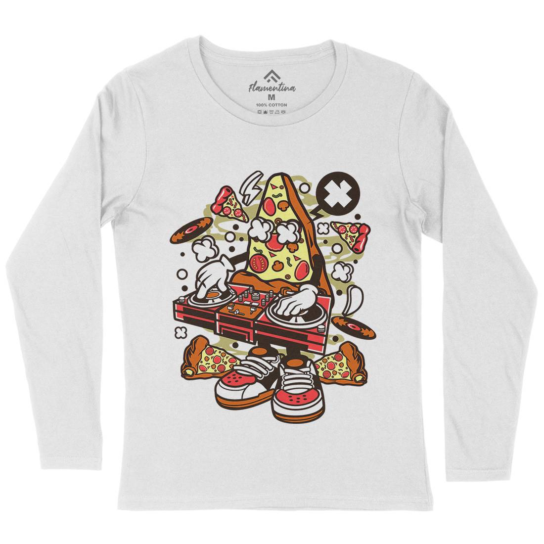 Dj Pizza Womens Long Sleeve T-Shirt Music C538