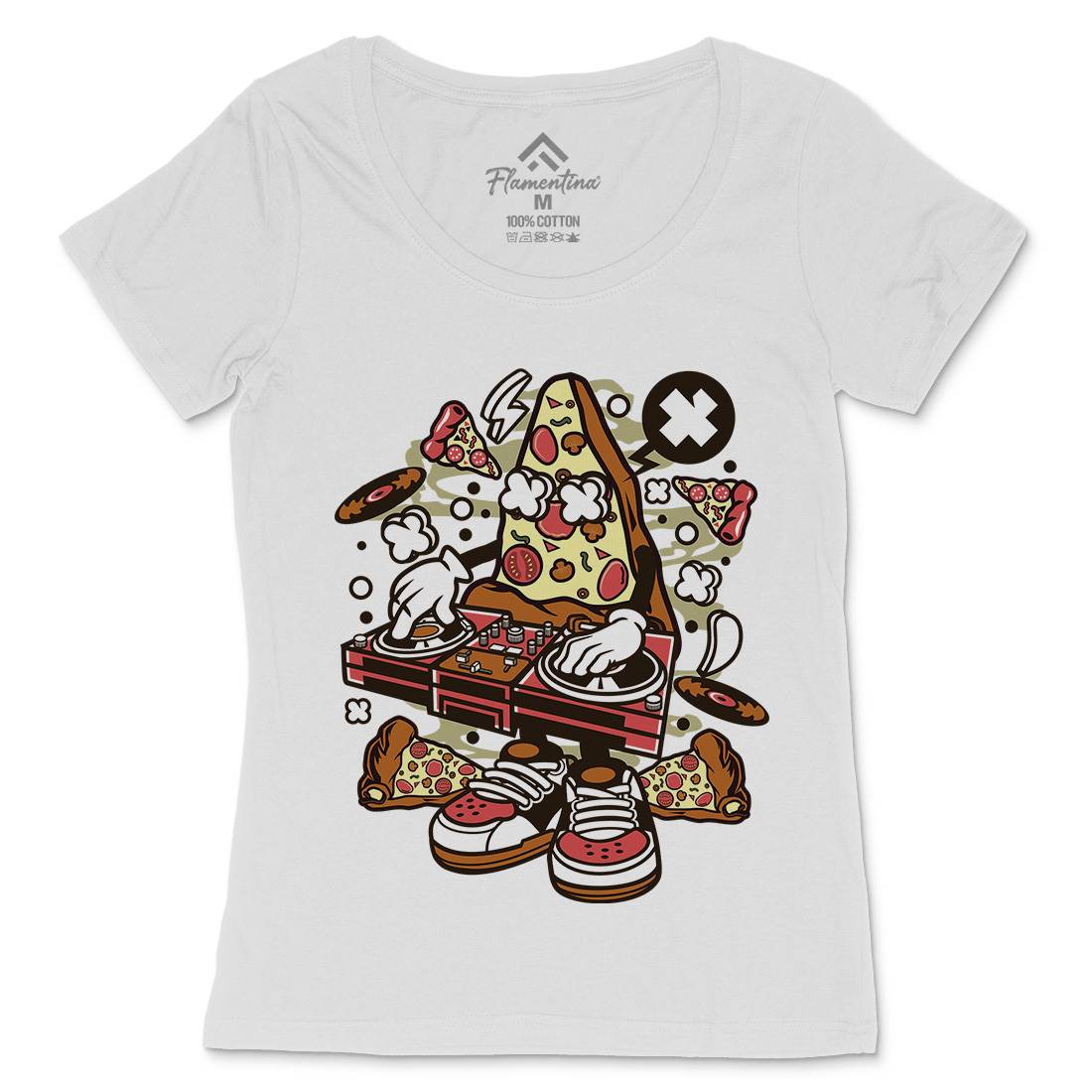 Dj Pizza Womens Scoop Neck T-Shirt Music C538