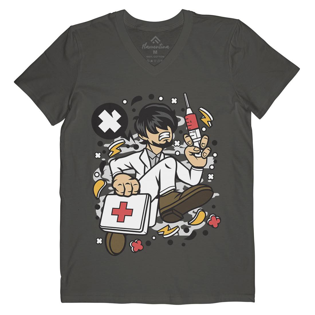 Doctor Running Mens V-Neck T-Shirt Work C539