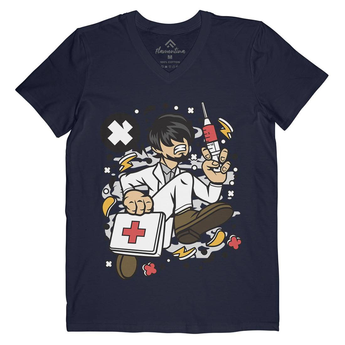 Doctor Running Mens V-Neck T-Shirt Work C539