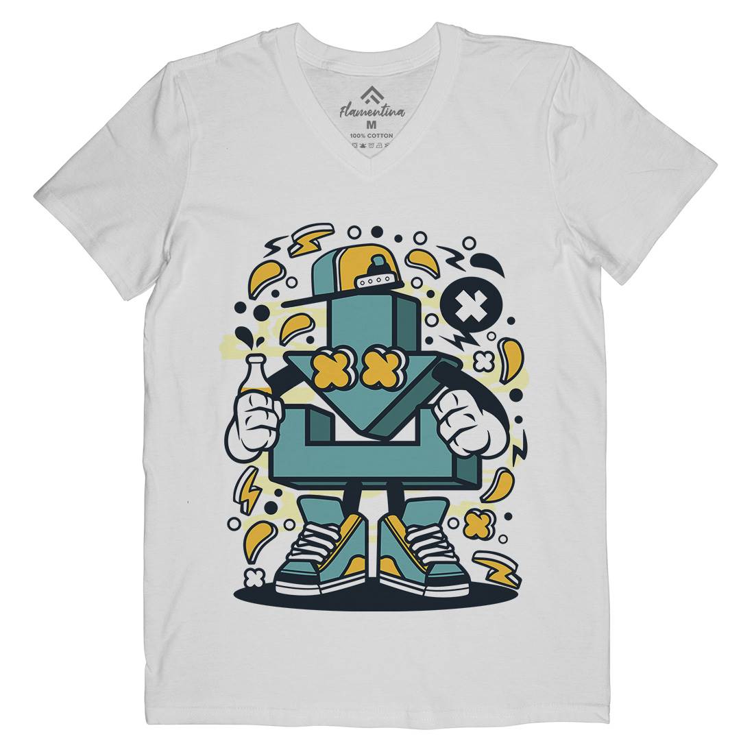 Download Mens Organic V-Neck T-Shirt Geek C541