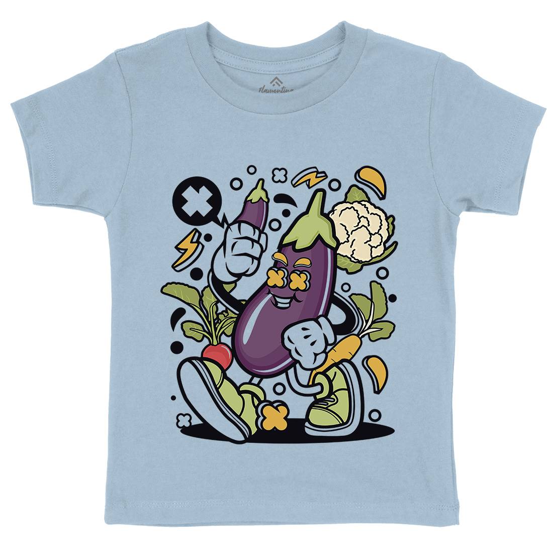 Eggplant Kids Crew Neck T-Shirt Food C542