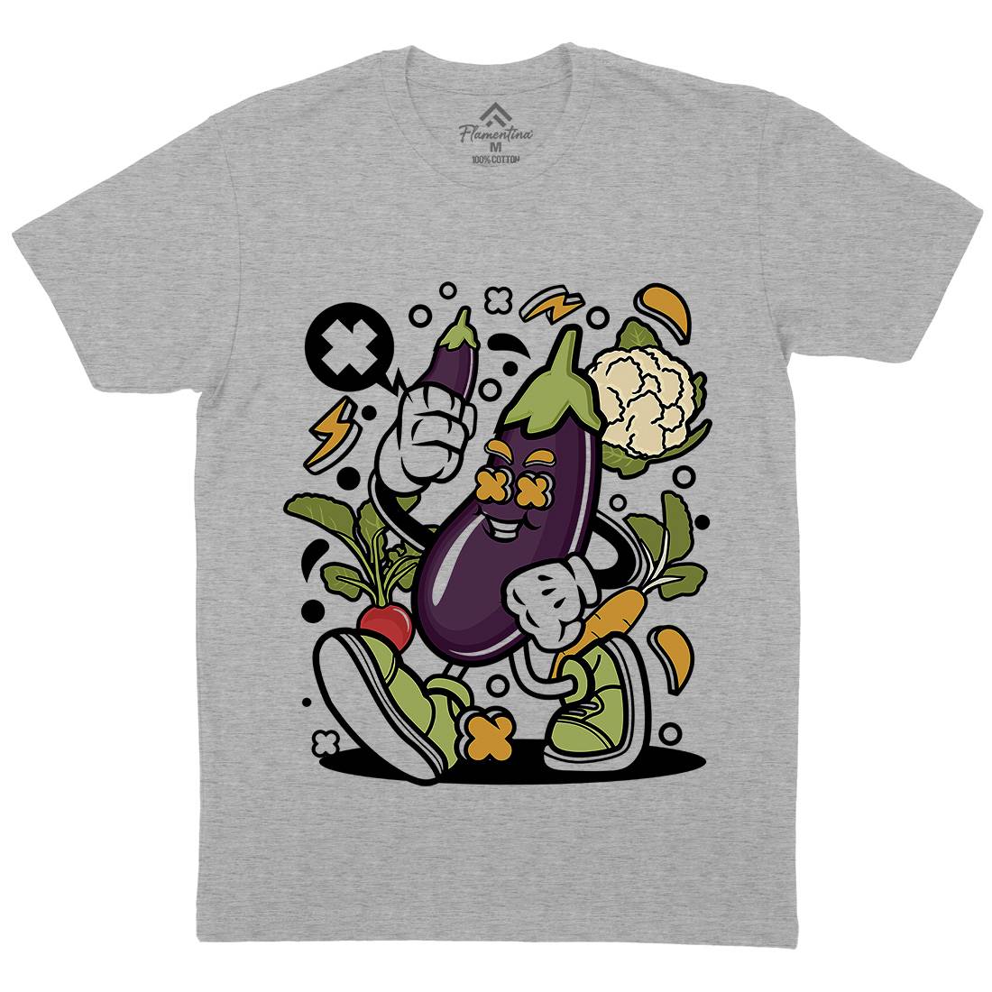 Eggplant Mens Crew Neck T-Shirt Food C542