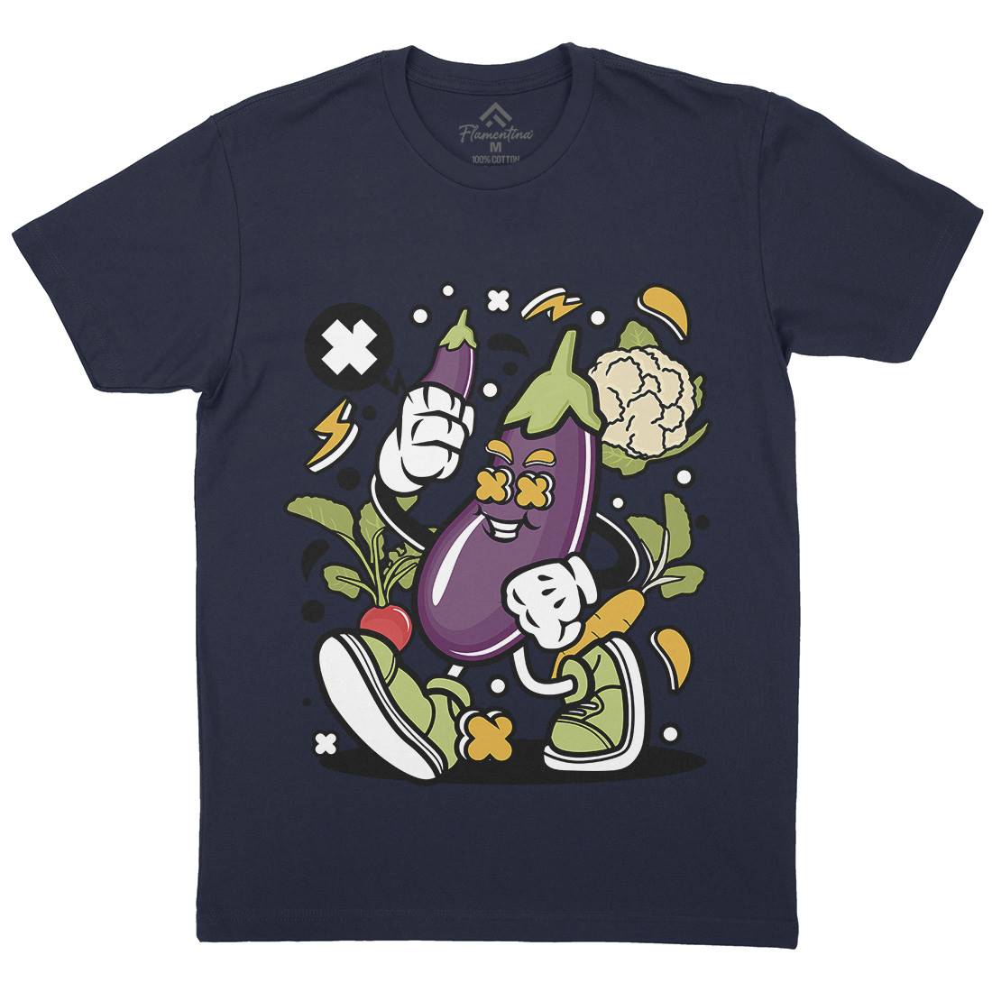Eggplant Mens Organic Crew Neck T-Shirt Food C542