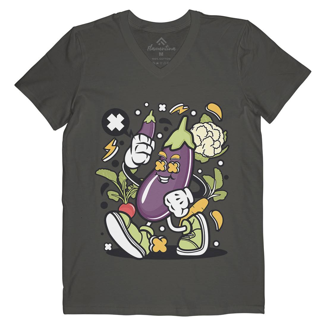 Eggplant Mens V-Neck T-Shirt Food C542