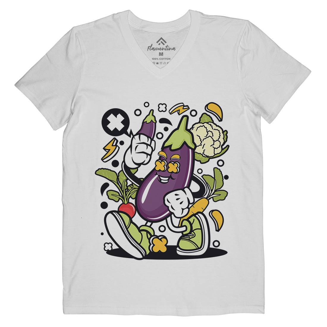 Eggplant Mens V-Neck T-Shirt Food C542