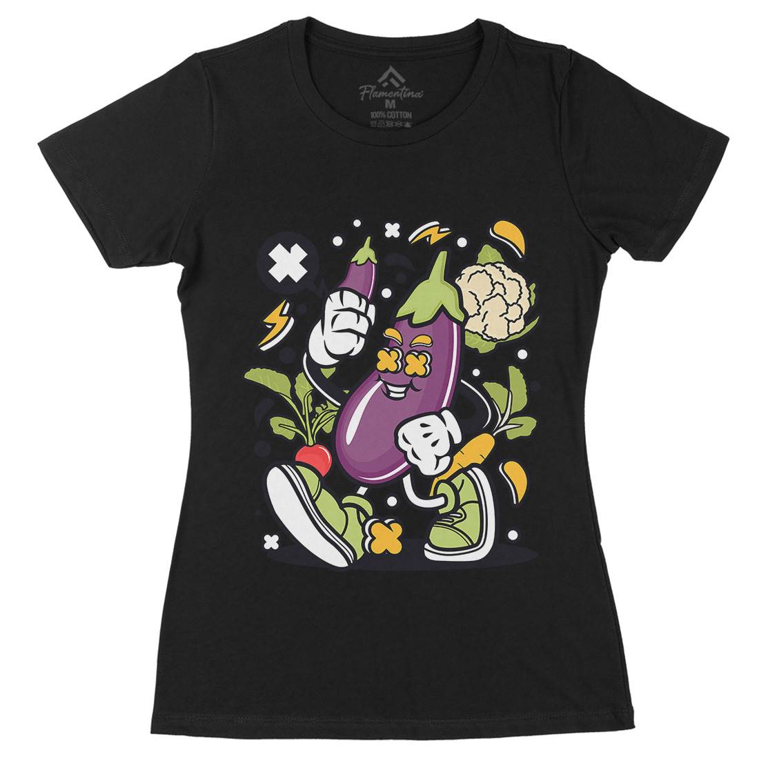Eggplant Womens Organic Crew Neck T-Shirt Food C542